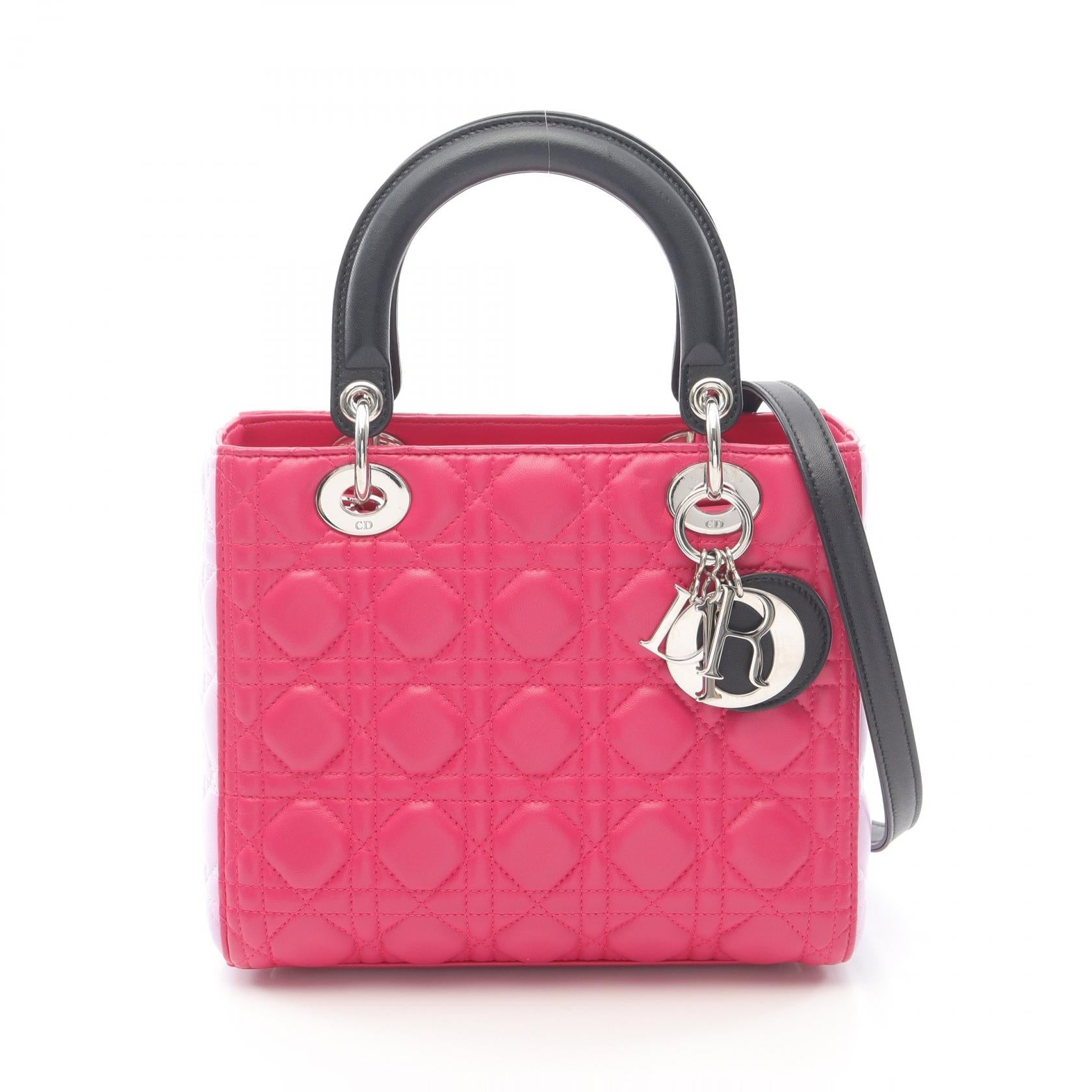Dior Lady 2Way Handbag Leather Travel Bag