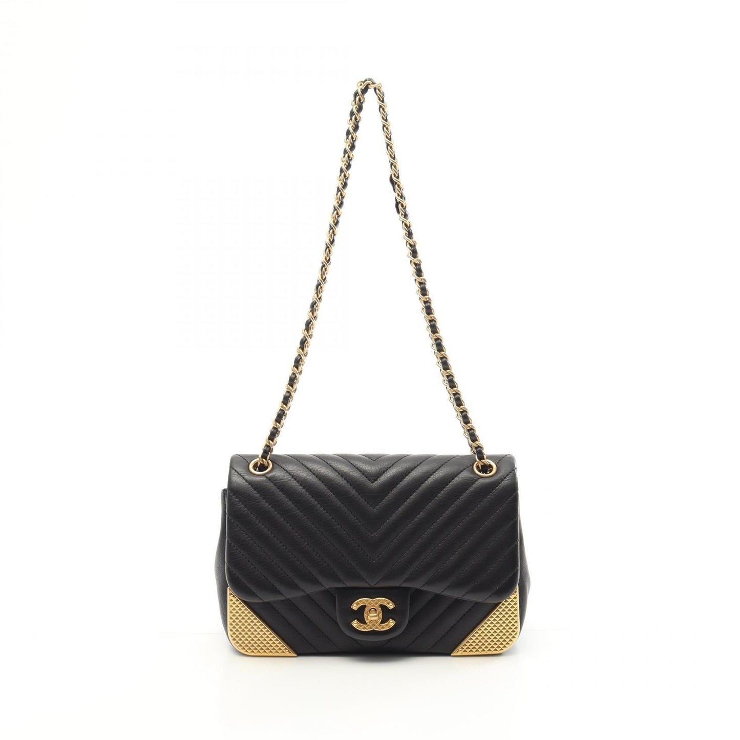 V-stitch Lambskin Shoulder Bag Signature