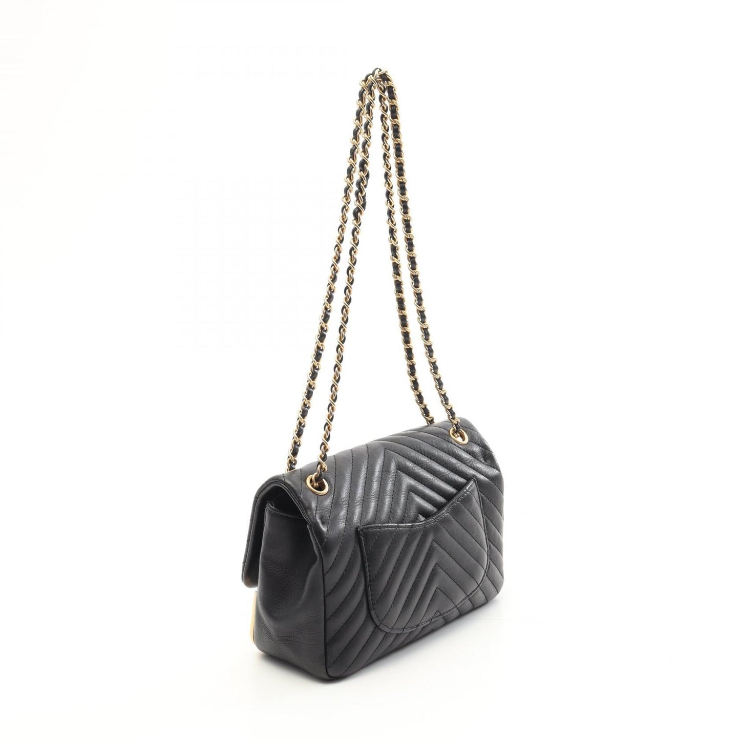 V-stitch Lambskin Shoulder Bag Signature
