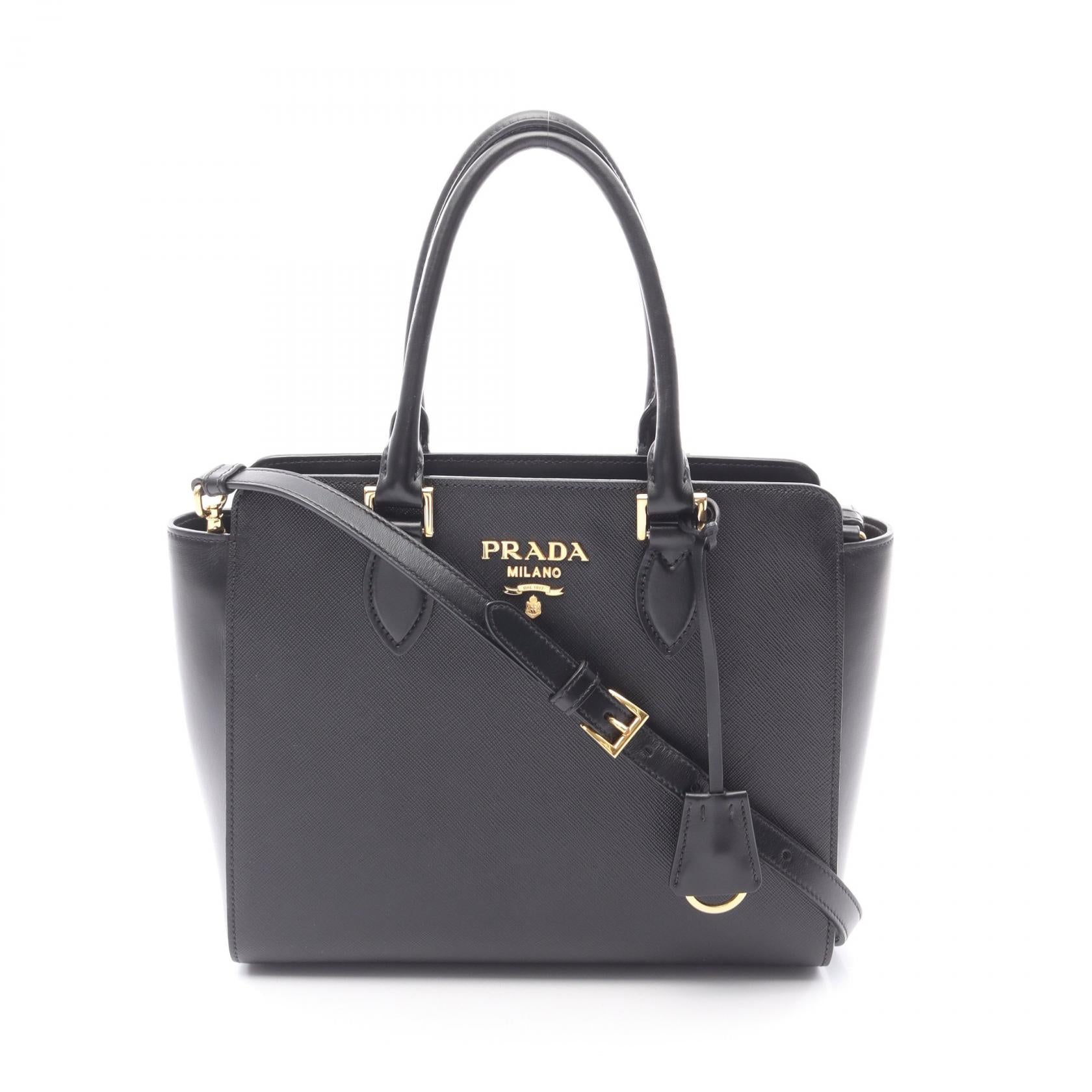 Prada Soft Calf 2Way Handbag Calf Leather Travel Bag