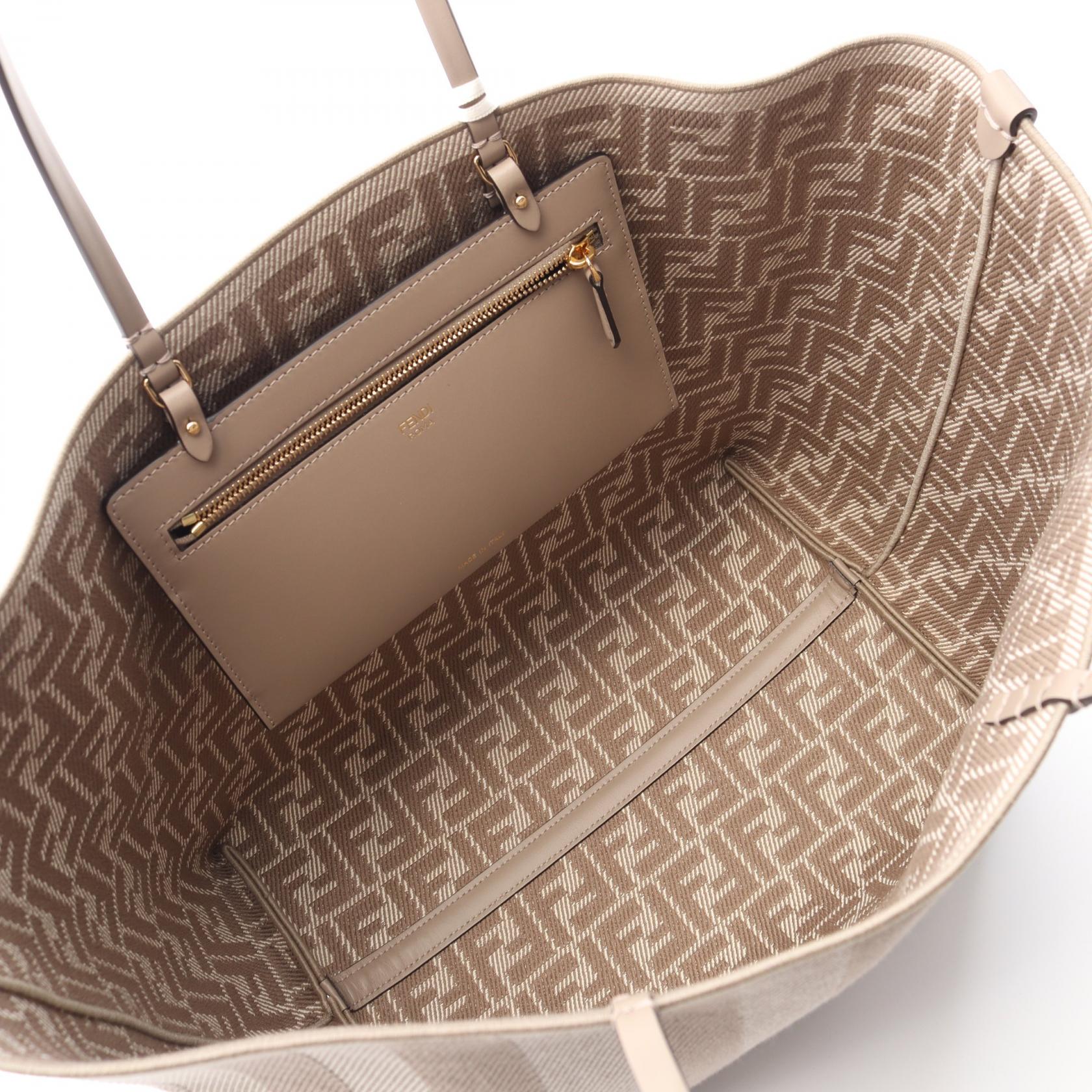 Fendi Roll Tote Bag Leather Canvas Large Tote Bag 1