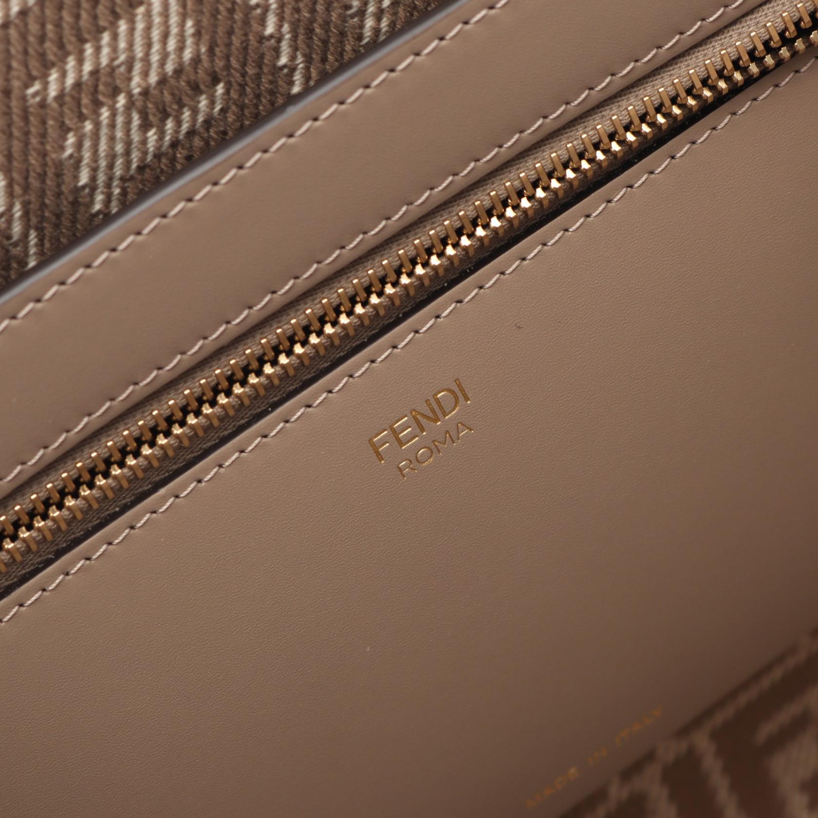 Fendi Roll Tote Bag Leather Canvas Large