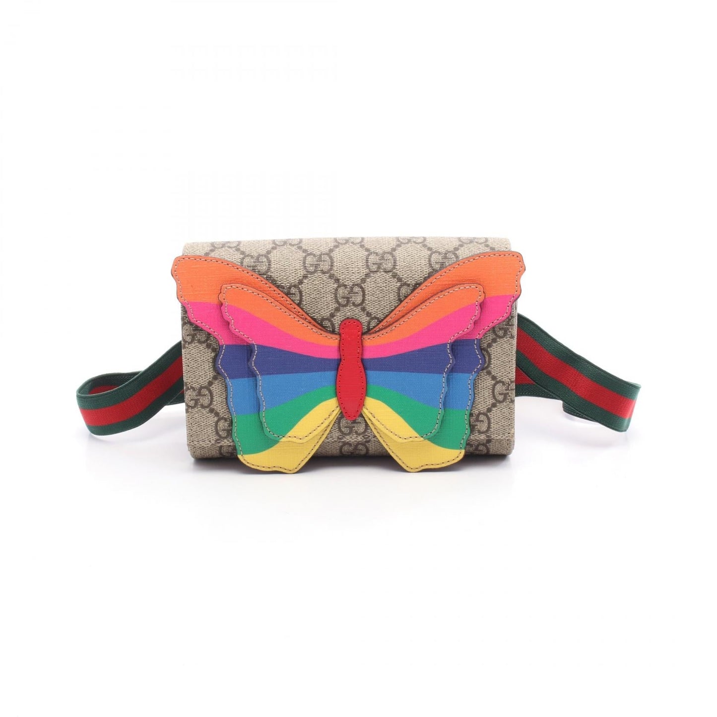 Gucci Supreme Rainbow Butterfly Coated Waist Bag Canvas Travel Bag