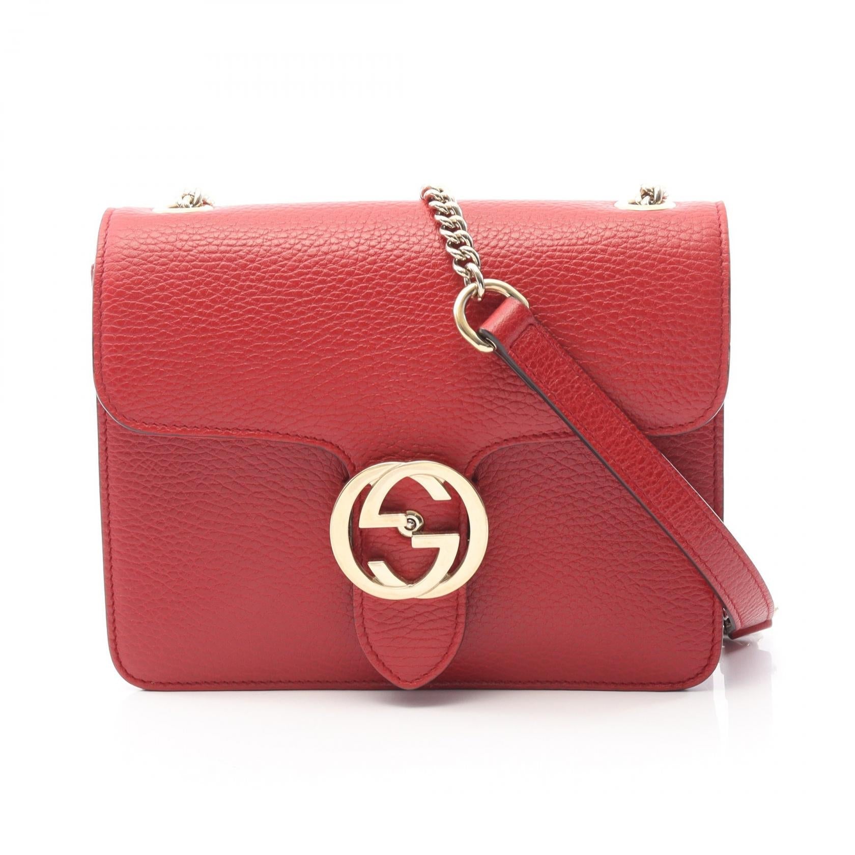 Gucci Interlocking Shoulder Bag Leather Bag 1