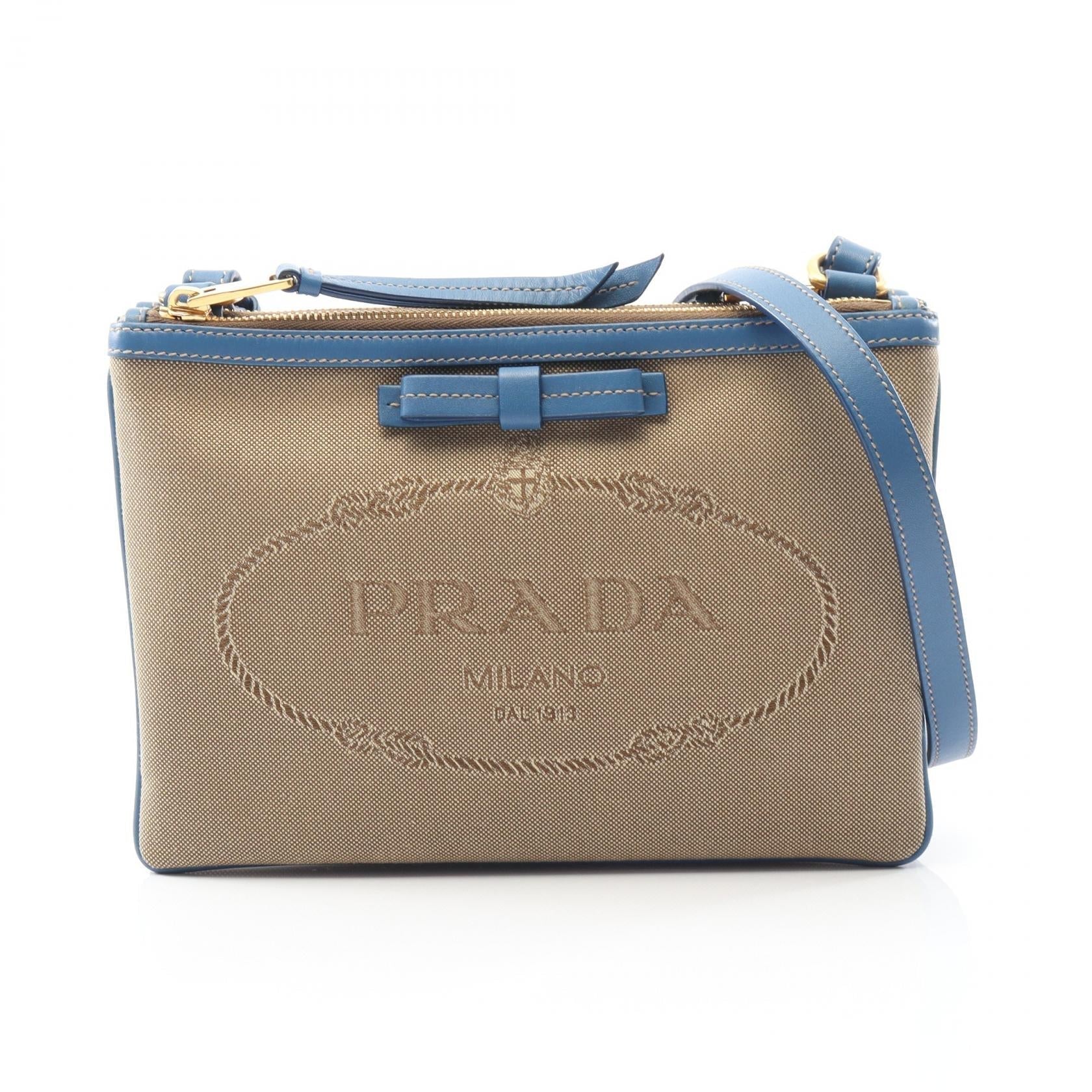 Prada Shoulder Bag Leather Canvas Logo Shoulder Bag 1