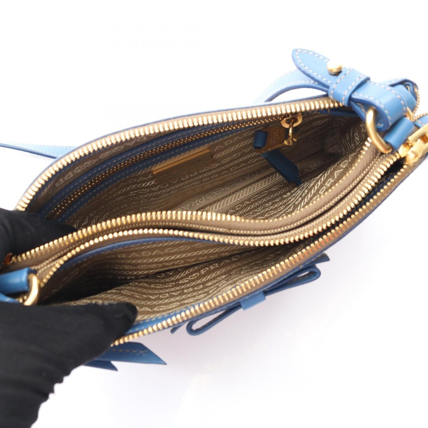 Prada Shoulder Bag Leather Canvas Logo Shoulder Bag 1