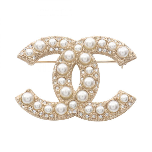 Chanel Coco Mark Brooch Faux Pearl Rhinestone Brooch