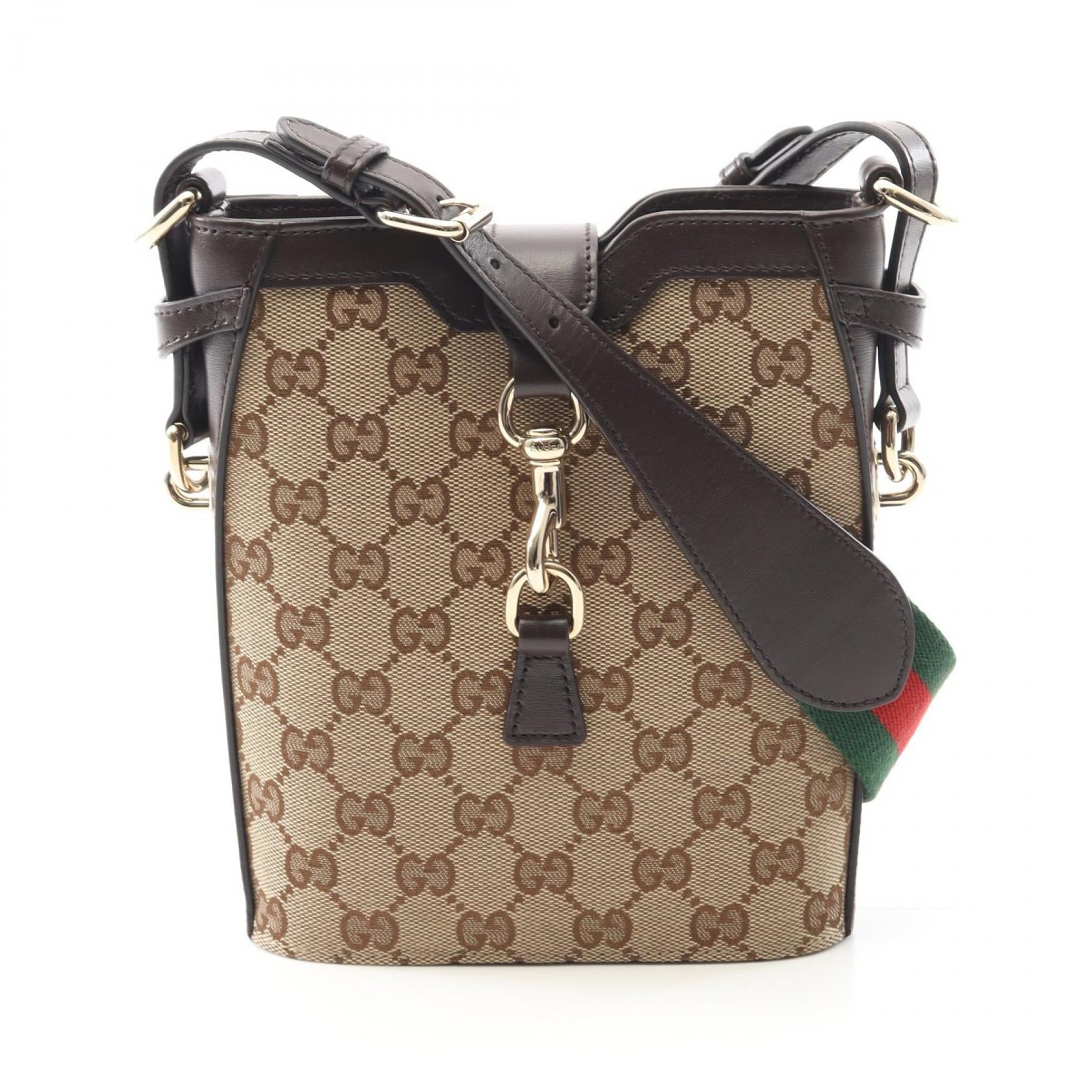 Gucci Shadow Shoulder Bag Leather Canvas