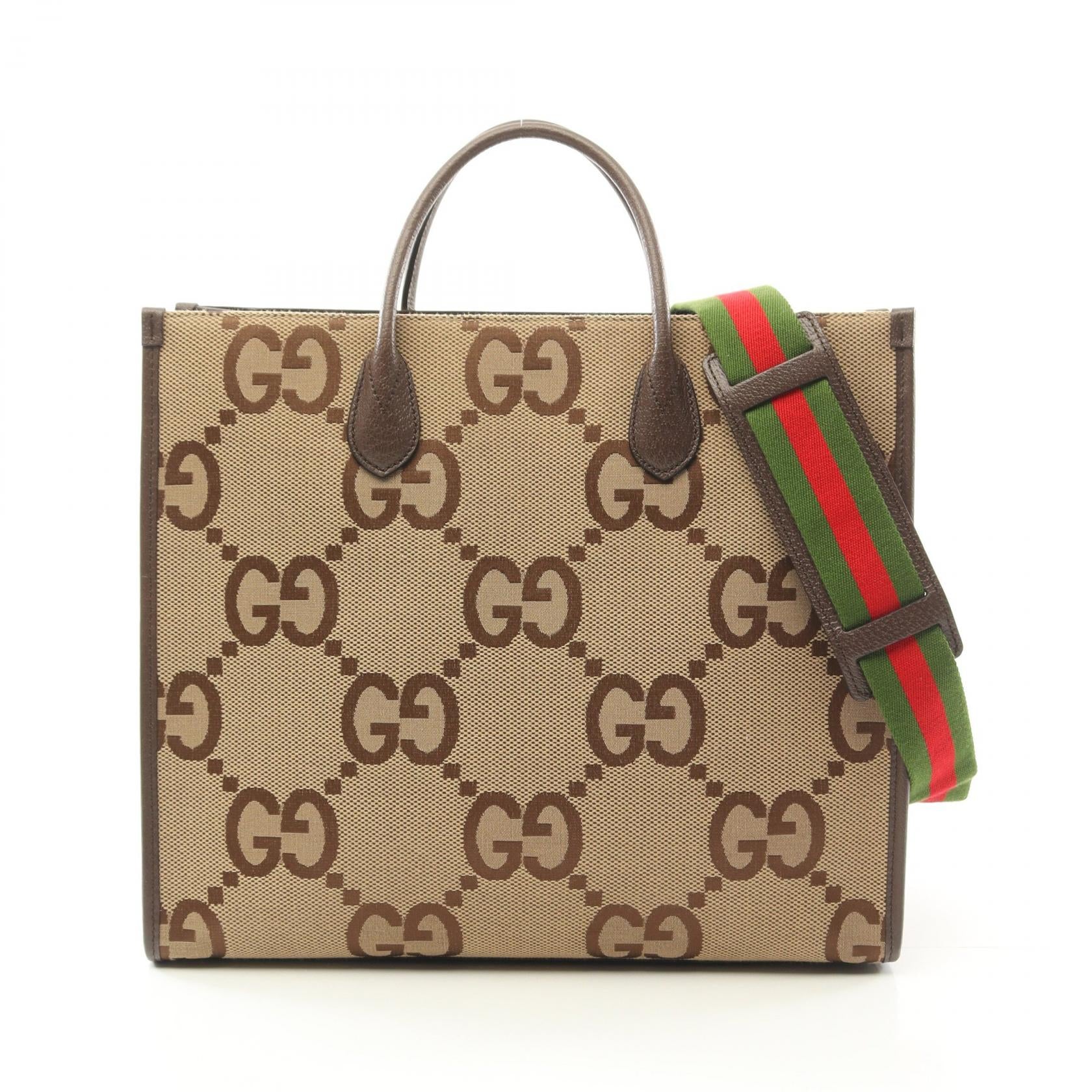Gucci Jumbo Tote Bag Leather Canvas