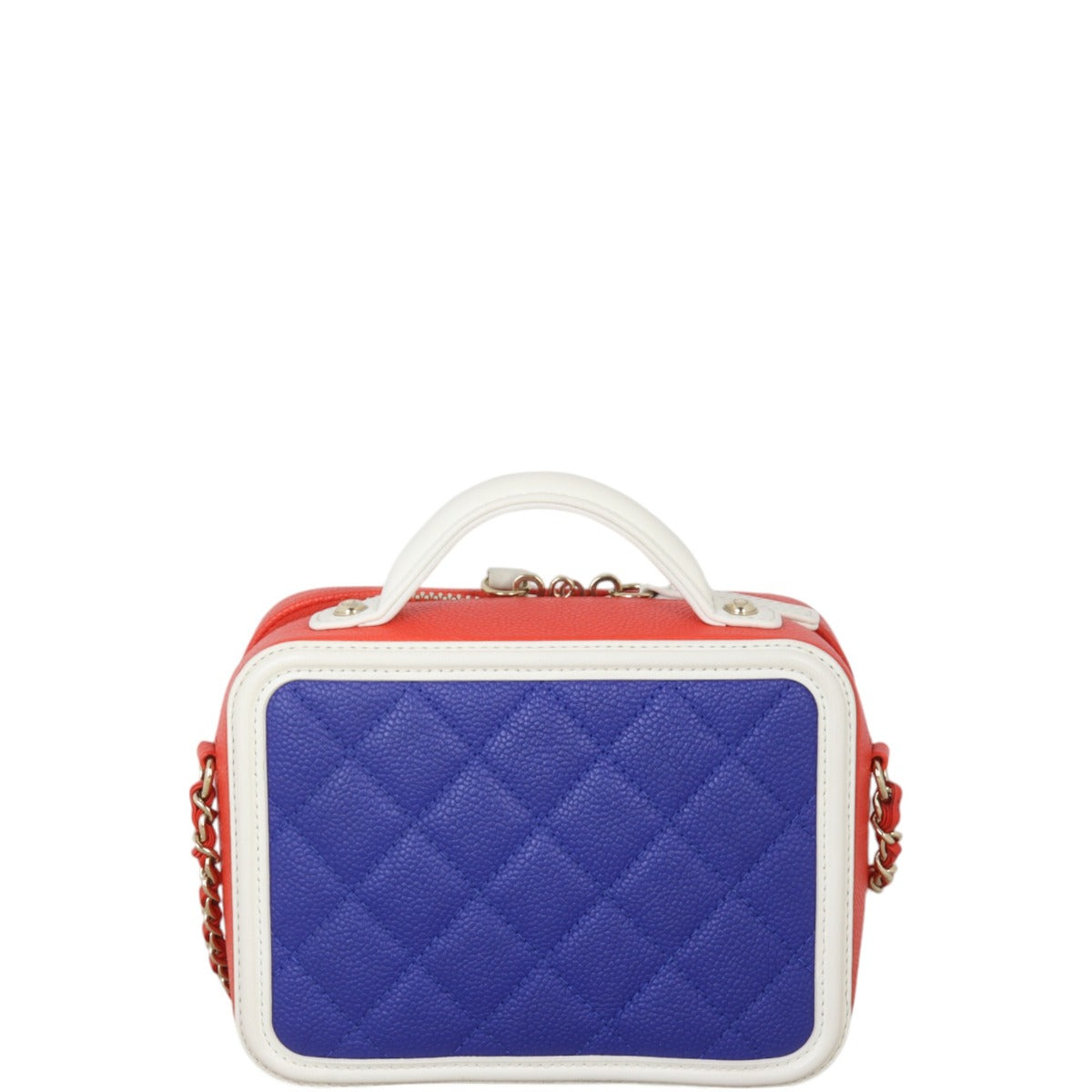 Chanel CC Filigree Vanity Case Small Handbag Quilted White Crossbody Bag