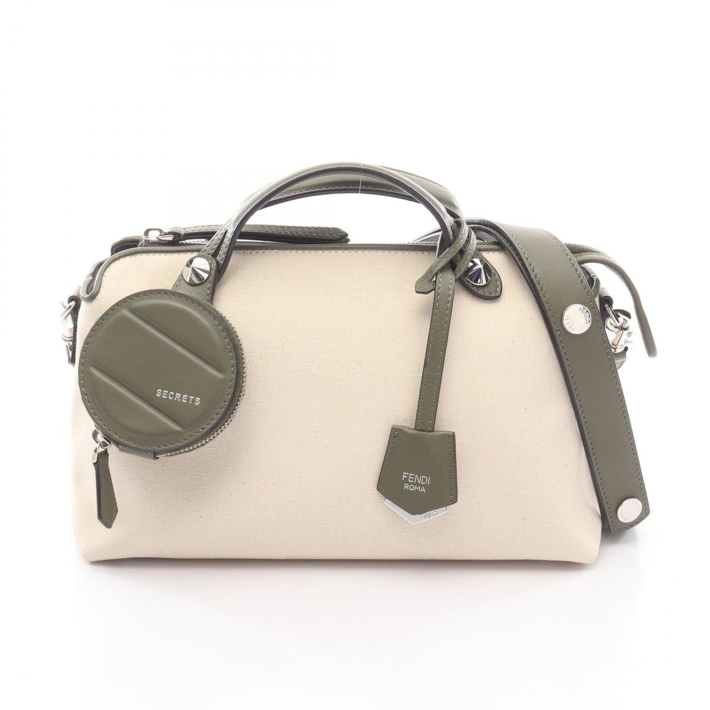 Fendi By The Way Handbag Leather Canvas Medium Travel Bag