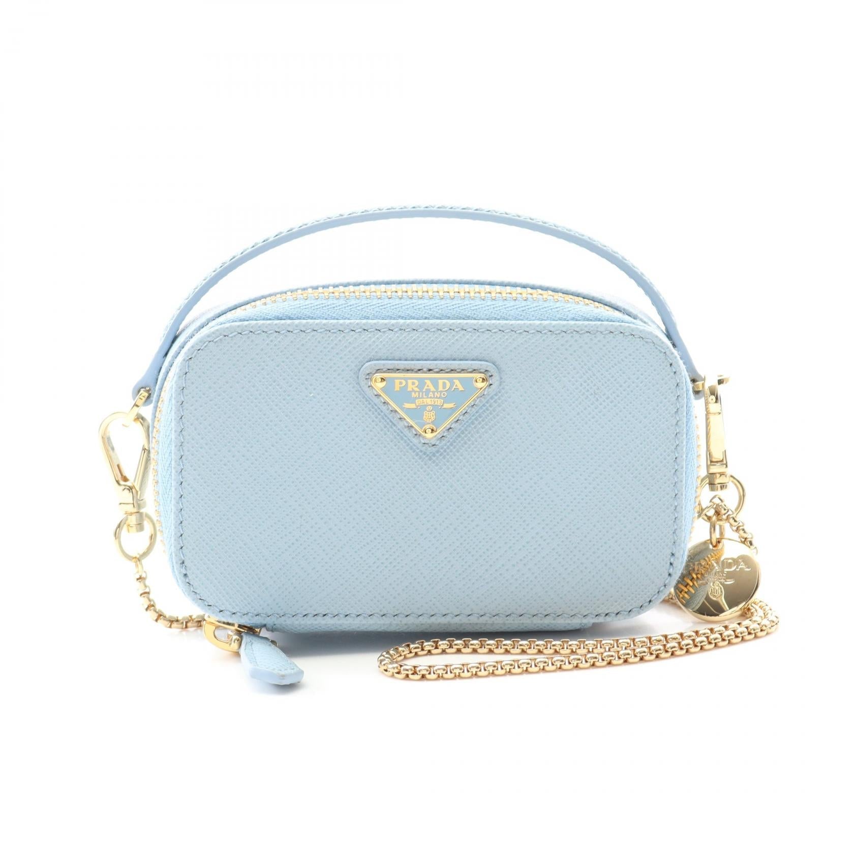 Prada Triangle Pouch Shoulder Bag Leather Saffiano Mini
