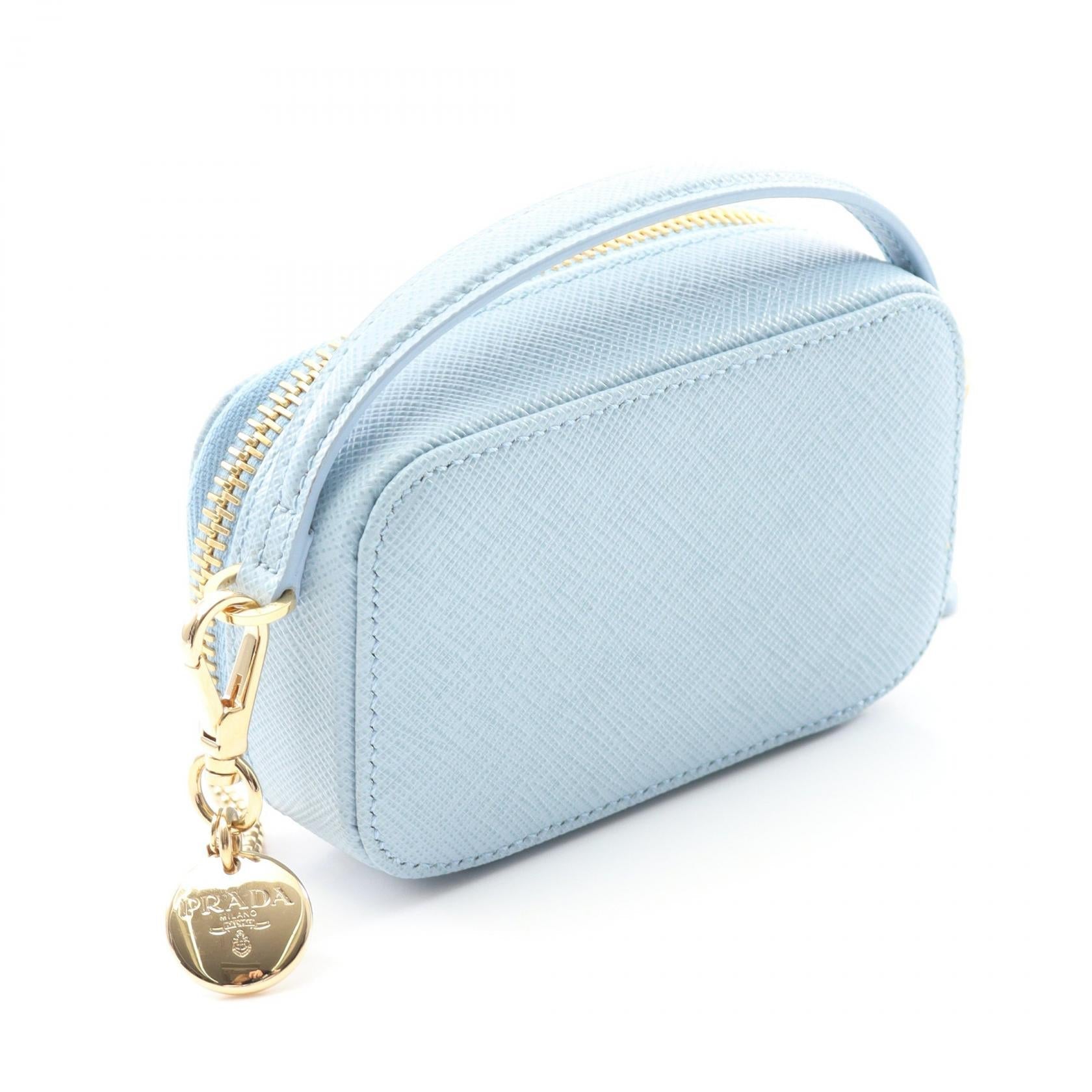 Prada Triangle Pouch Shoulder Bag Leather Saffiano Mini