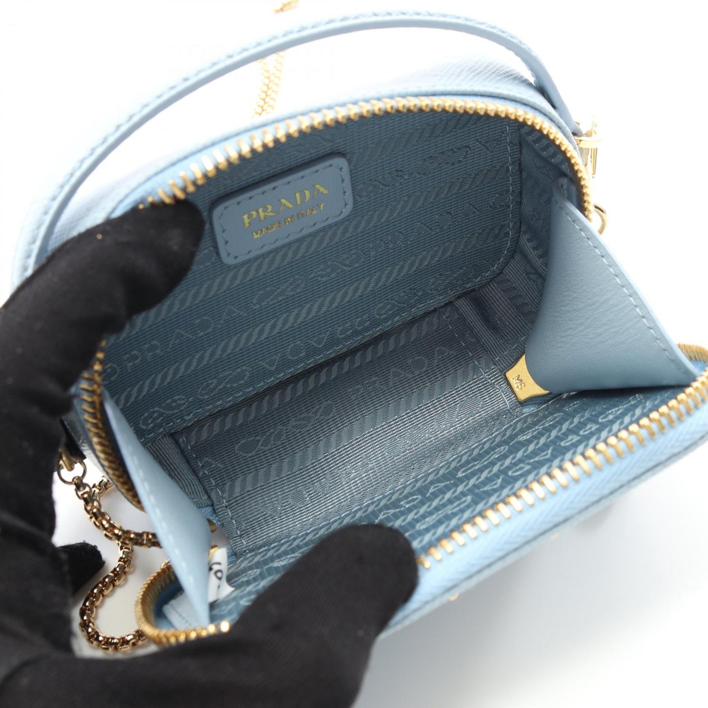 Prada Triangle Pouch Shoulder Bag Leather Saffiano Mini