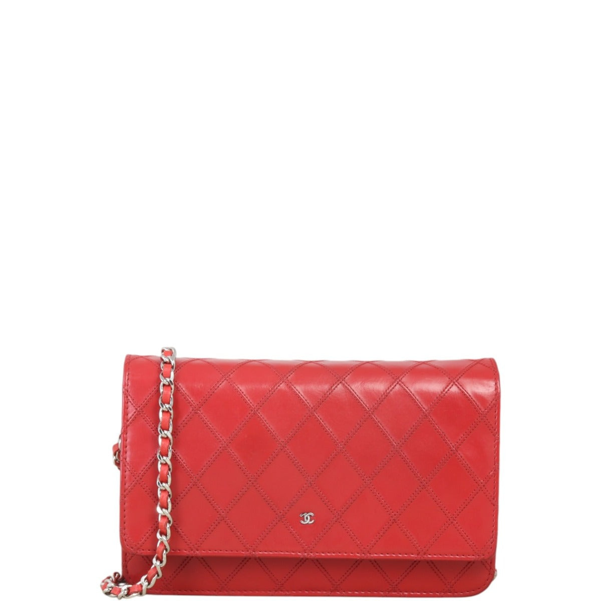 Chanel Double Stitch Wallet on Handbag Quilted Red Crossbody Bag
