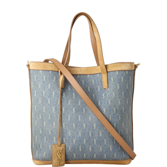 YSL Saint Laurent Toy Shopping Tote Suede Denim Tote Bag
