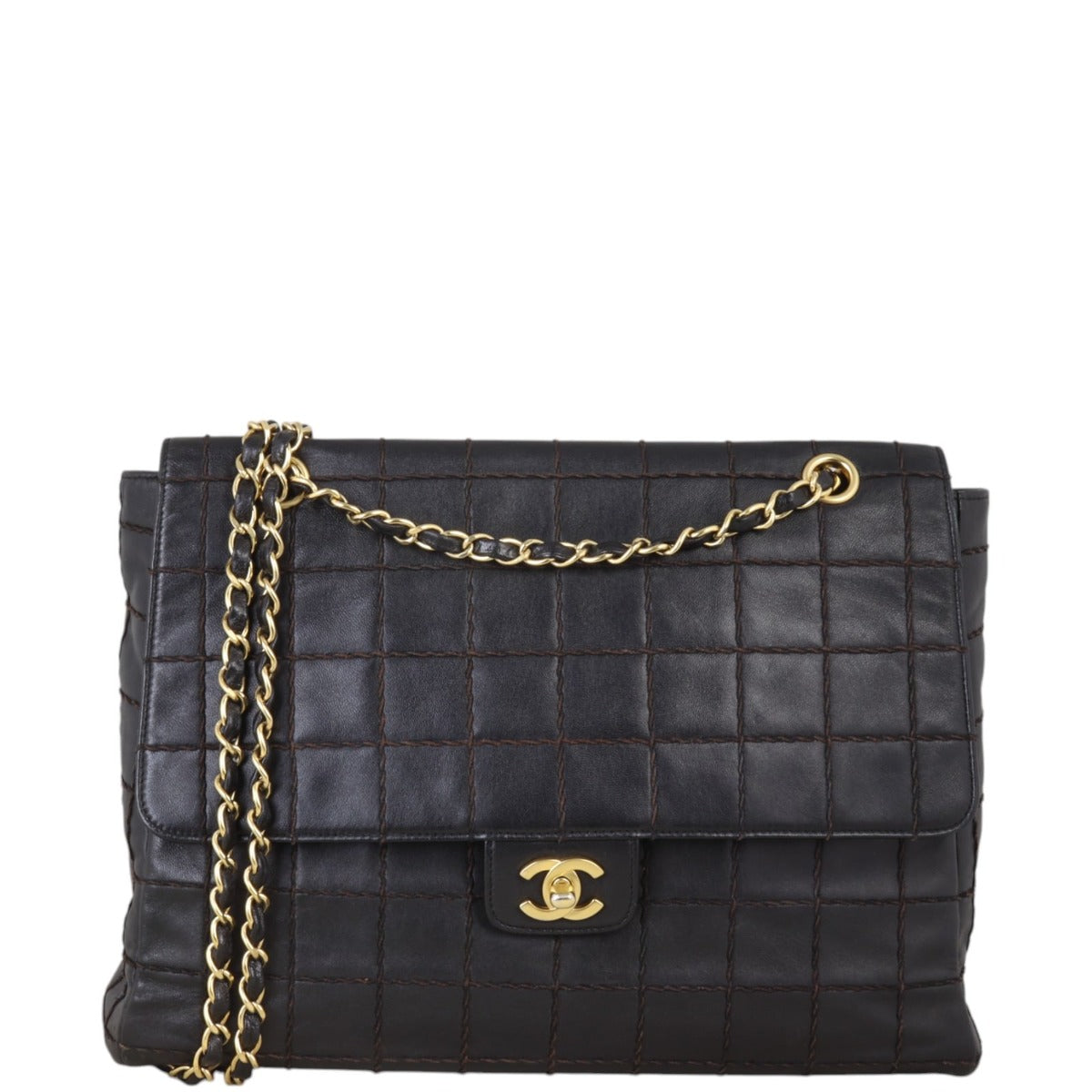 Chanel Chocolate Bar Bag Black Flap Handbag