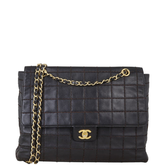 Chanel Chocolate Bar Bag Black Flap Handbag
