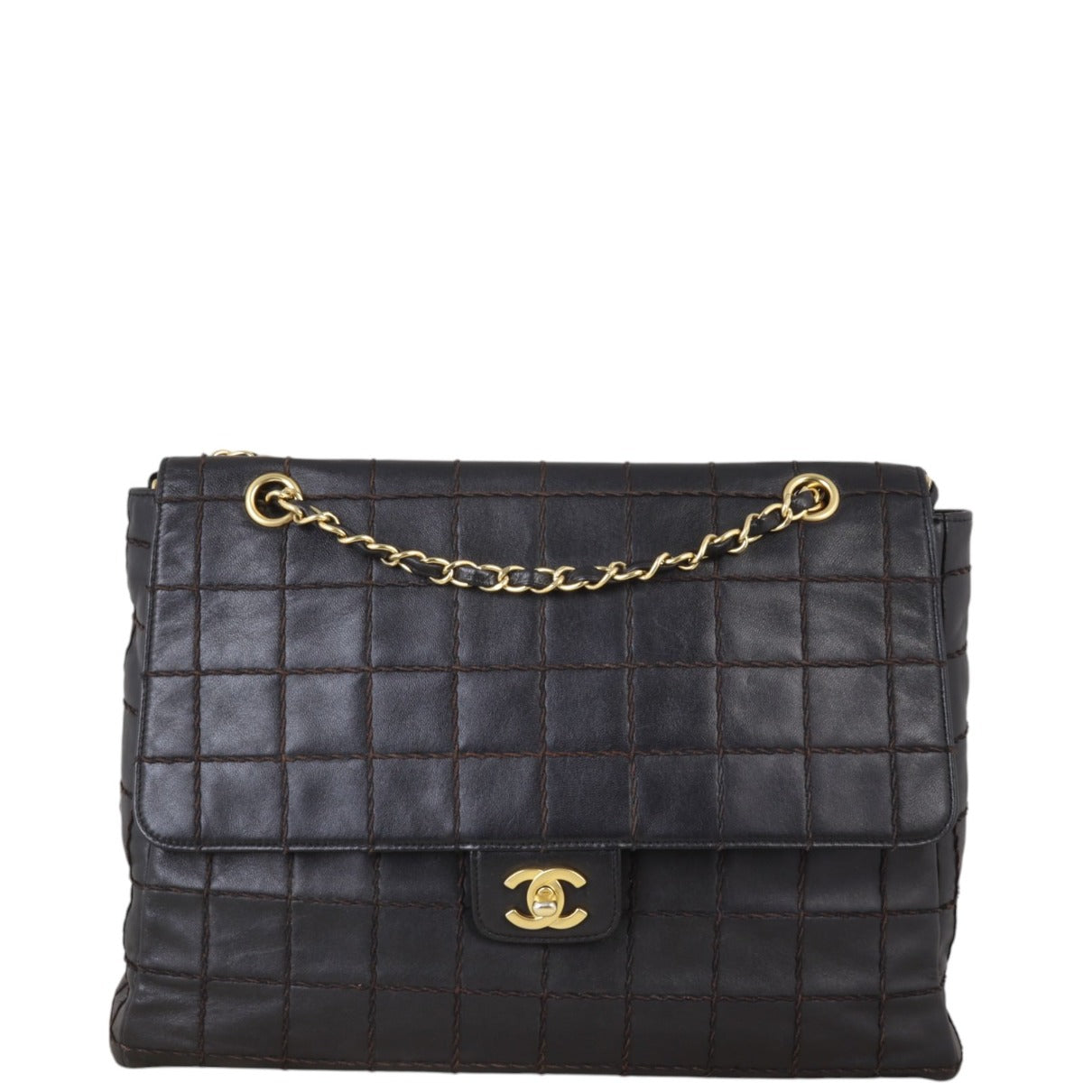 Chanel Chocolate Bar Bag Black Flap Handbag