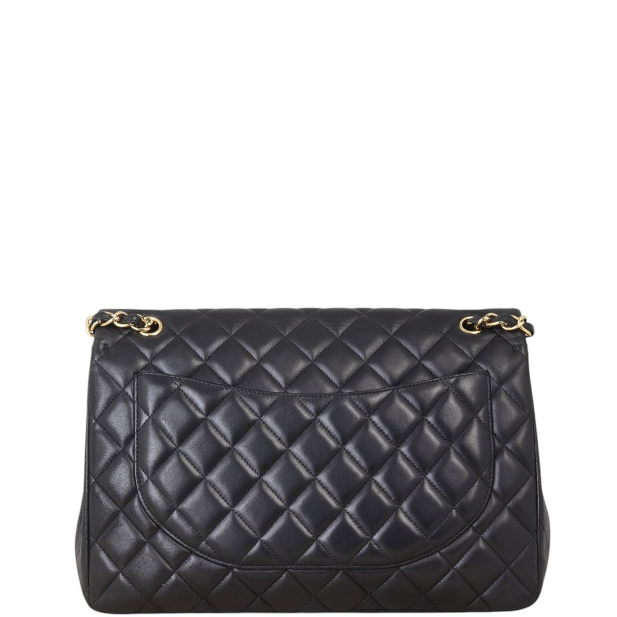 Chanel Classic Single Maxi Lambskin Handbag Quilted Black Crossbody Bag