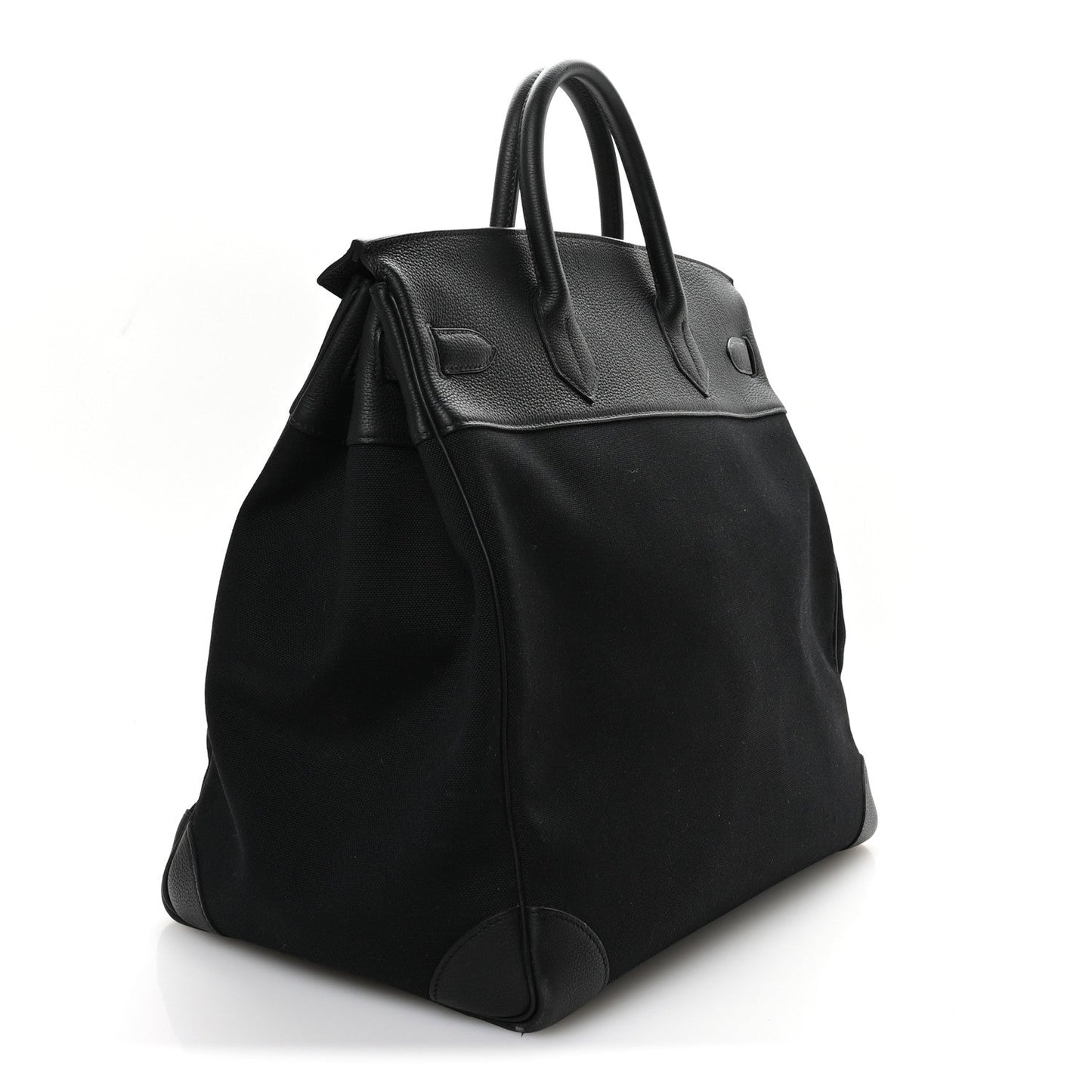 Hermes Togo Toile Hac Travel Birkin Travel Bag Black
