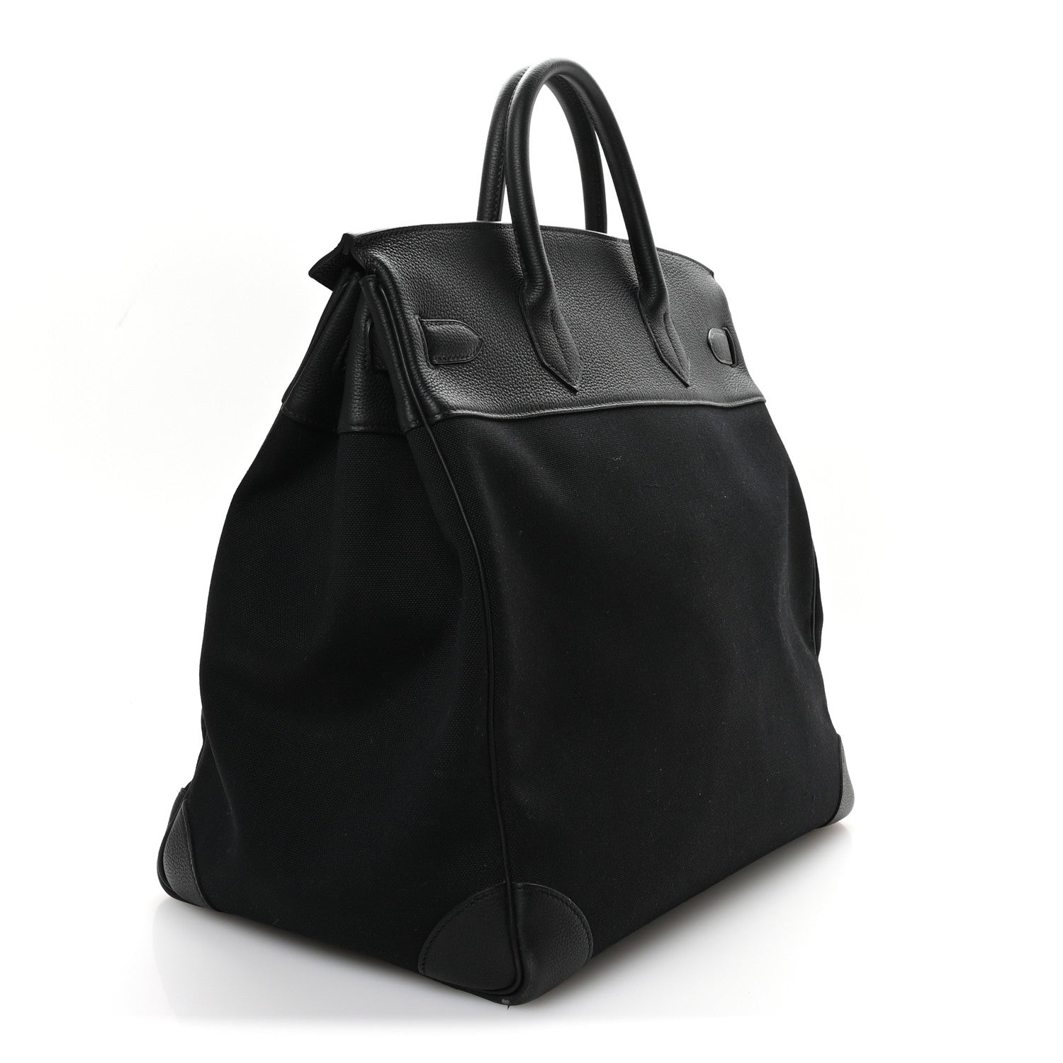 Hermes Togo Toile Hac Travel Birkin Travel Bag Black