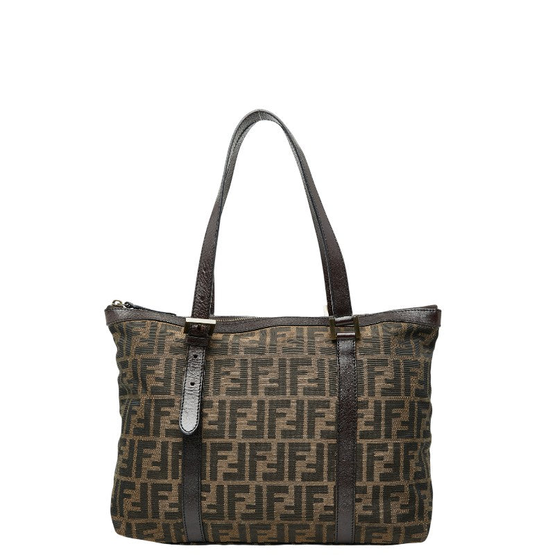 Fendi Zucca Handbag Leather Canvas Travel Bag Canvas Leather Handbag