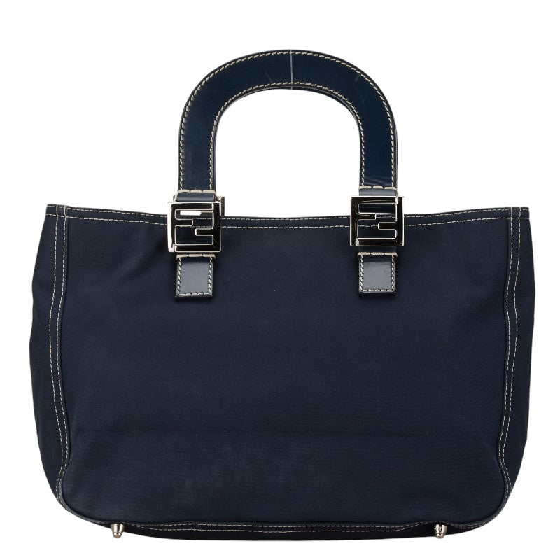 Fendi Hardware Handbag Leather Canvas Logo Travel Bag