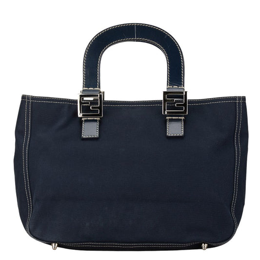 Fendi Hardware Handbag Leather Canvas Logo Travel Bag