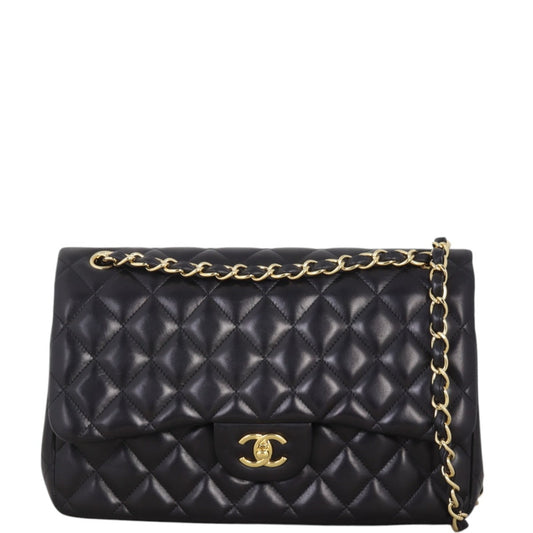Chanel Classic Double Jumbo Handbag Quilted Black Crossbody Bag Jumbo 06012025
