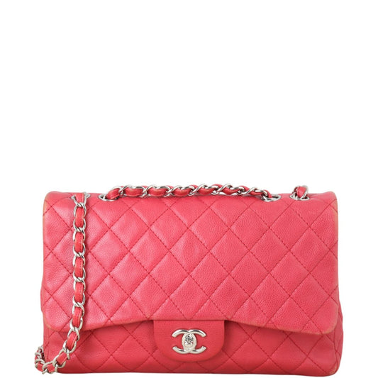Chanel Classic Single Jumbo Caviar Handbag Quilted Red Crossbody Bag