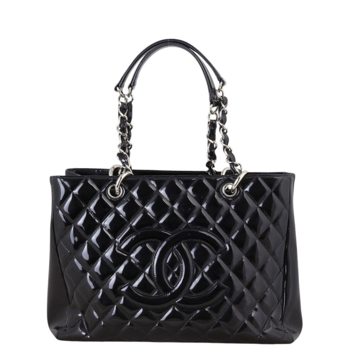 Chanel Grand Shopping Tote Patent Black Shoulder Bag