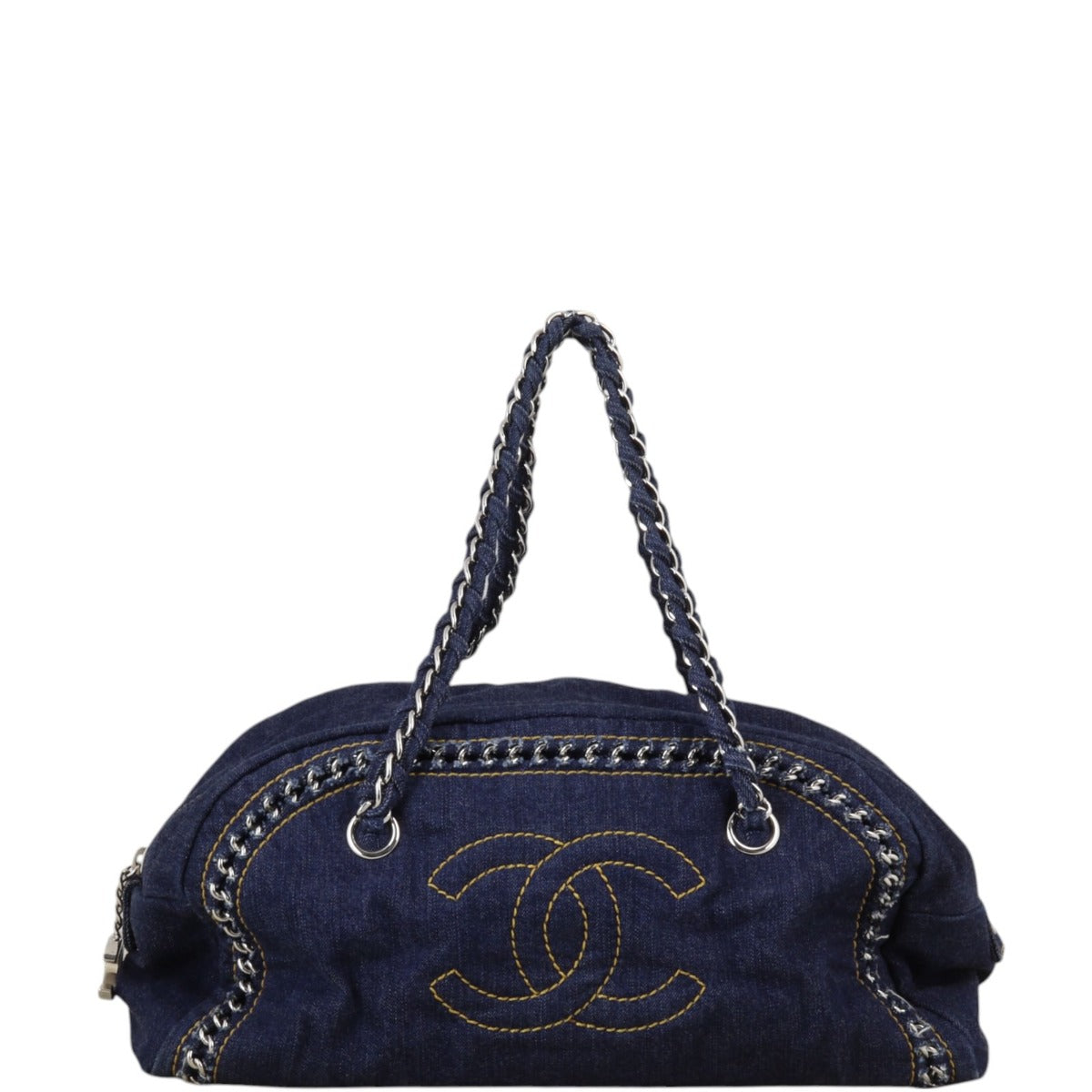 Chanel Luxe Ligne Bowler Handbag Denim Blue