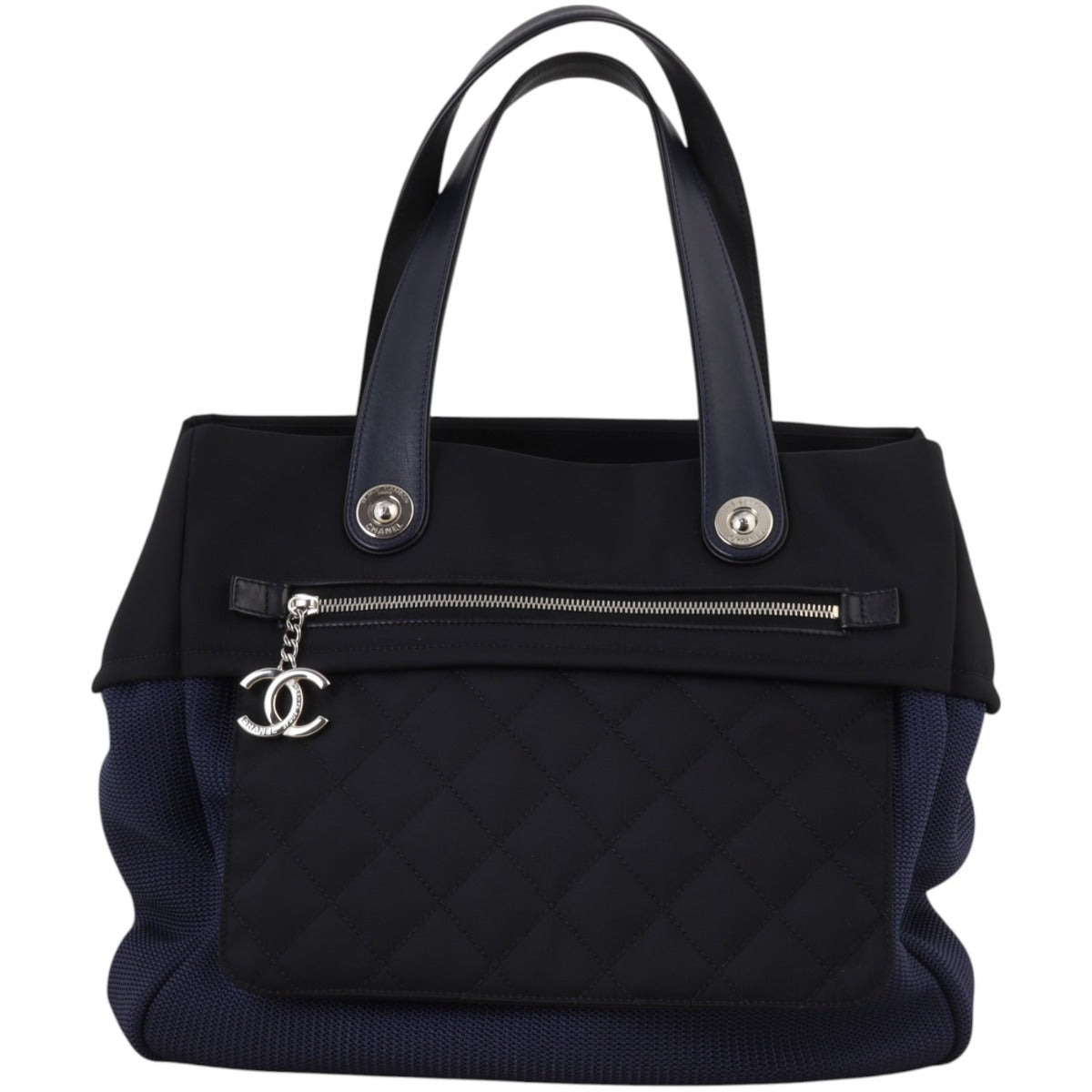 Chanel Rue Cambon Shopping Tote Black Blue Tote Bag