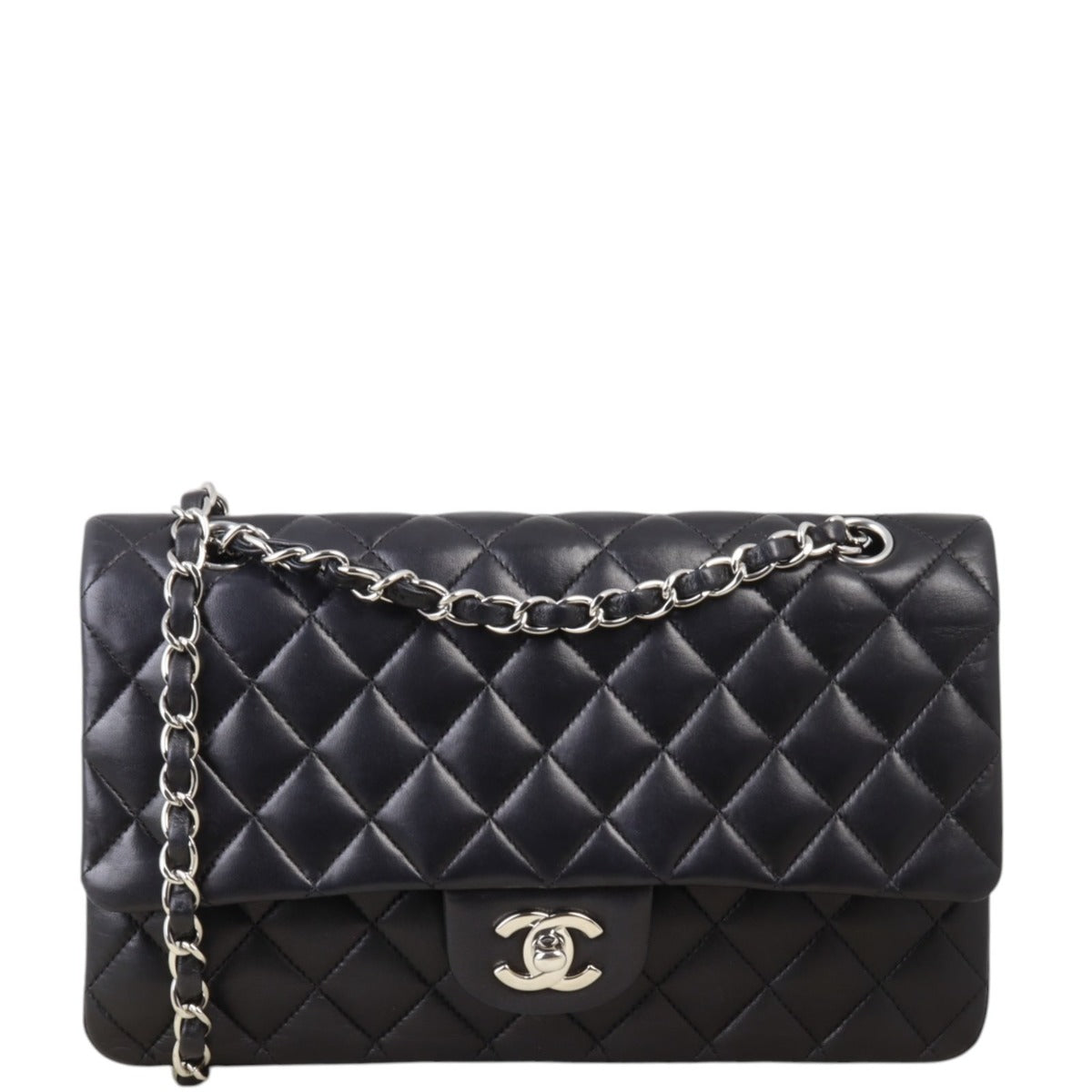 Chanel Classic Double Flap Lambskin Handbag Quilted Black Crossbody Bag