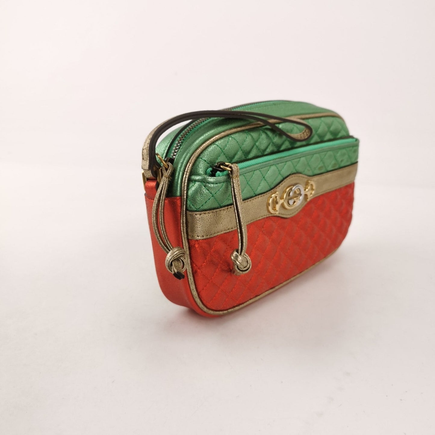 Gucci rsebit Pouch Leather Red Green Mini Clutch Bag
