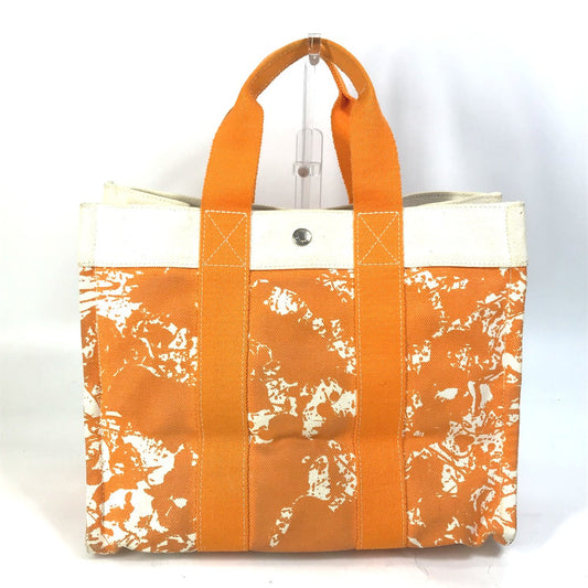 Hermes Tote Bag Handbag Bora Bora Pm Cheval Spries Canvas Orange