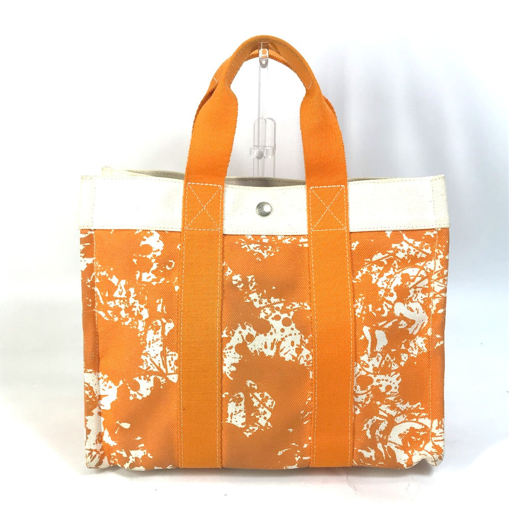 Hermes Tote Bag Handbag Bora Bora Pm Cheval Spries Canvas Orange