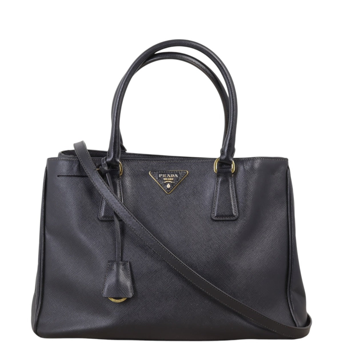 Prada Tote Bag Lux Tote 2 Saffiano Black Small Shoulder Bag