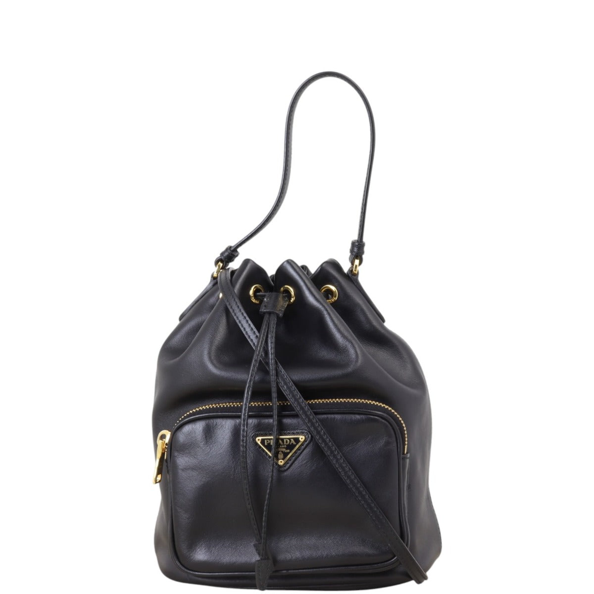 Prada Bag Duet 4 Leather Black Bucket Bucket Bag