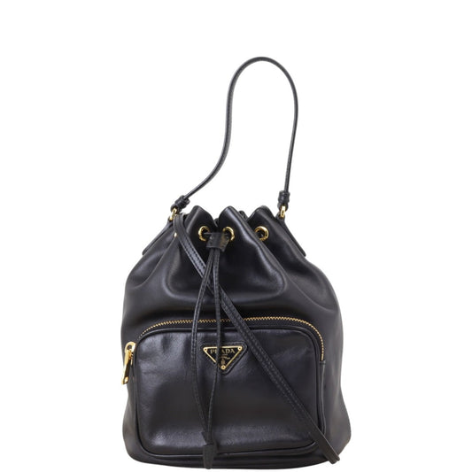 Prada Bag Duet 4 Leather Black Bucket Bucket Bag