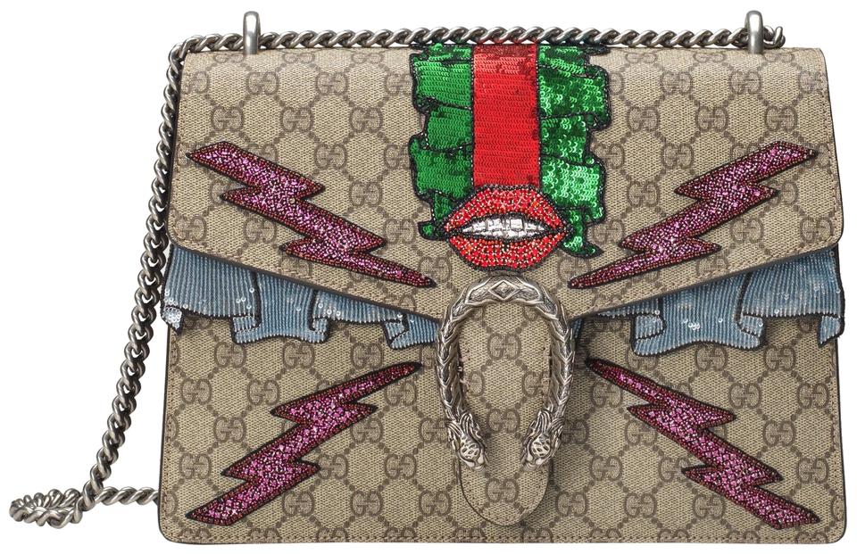 Gucci GG Dionysos Supreme Embroidered Lips Shoulder Bag