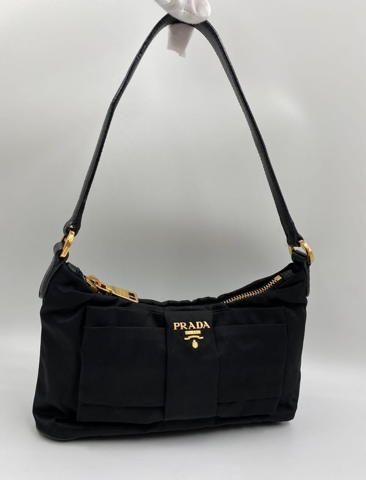 Prada Bow Bag Nylon Black Mini Shoulder Bag