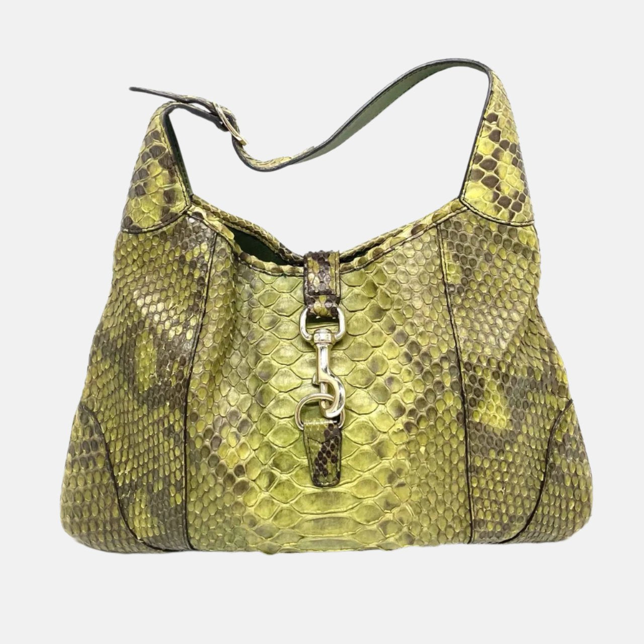 Gucci Jackie Rare Leather Python Green Travel Bag