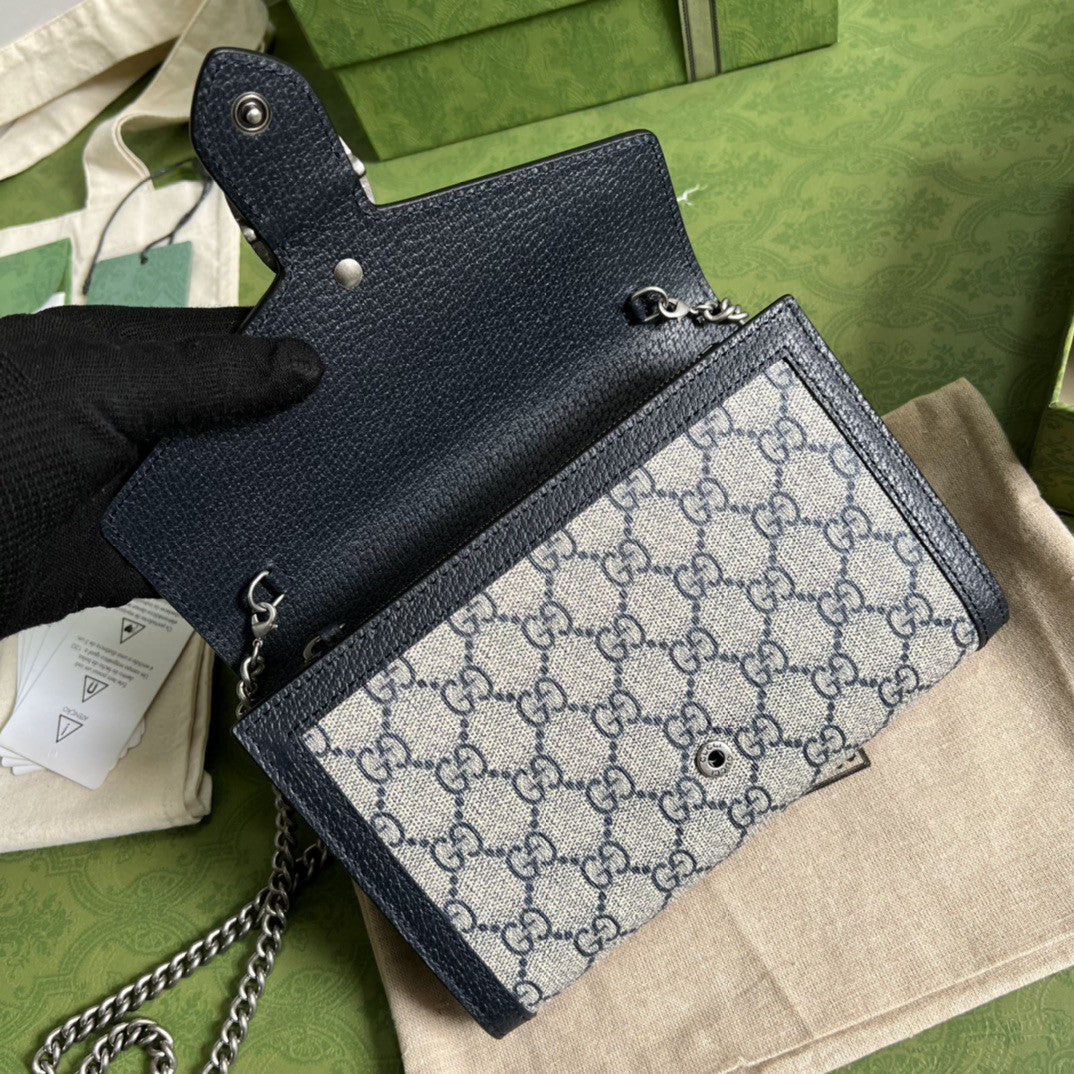gg Dionysus gg Wallet Supreme Canvas Beige Blue Chain Travel Bag