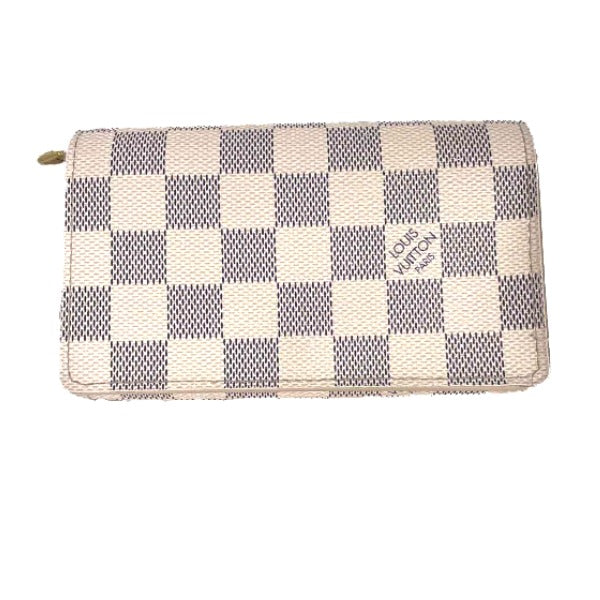 Louis Vuitton Bifold N61744 Damier Azur Portefeuille Leather Canvas White Wallet Case