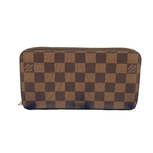 Louis Vuitton Long Purse N41661 Damier Zip Canvas Brown Wallet Case 0