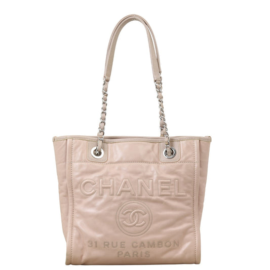 Chanel Deauville North South Tote Leather Pink Shoulder Bag