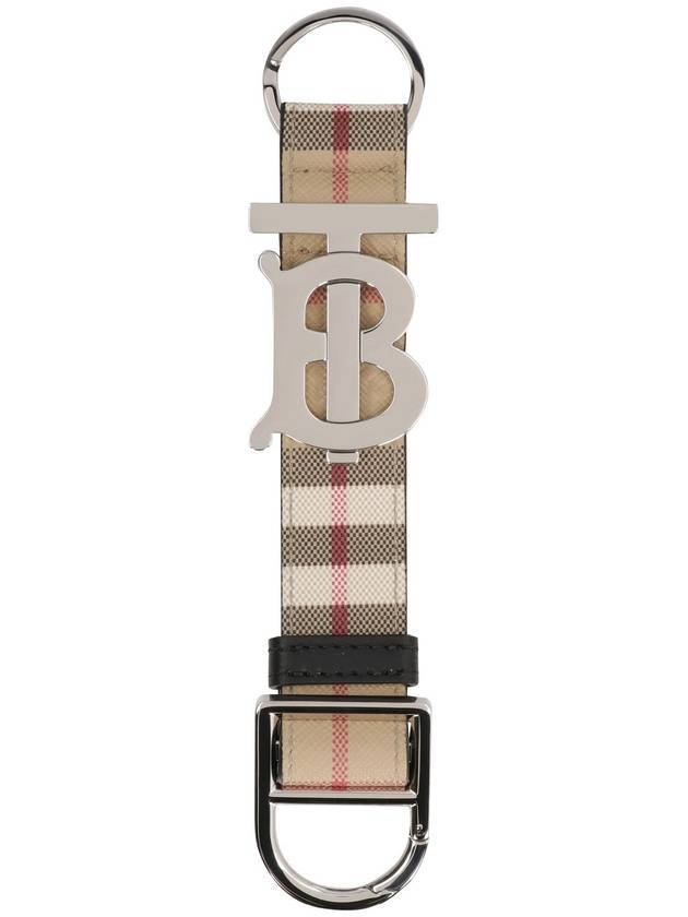 Burberry Luxury Motif Check Key Holder Handbag Monogram Beige Key Chain