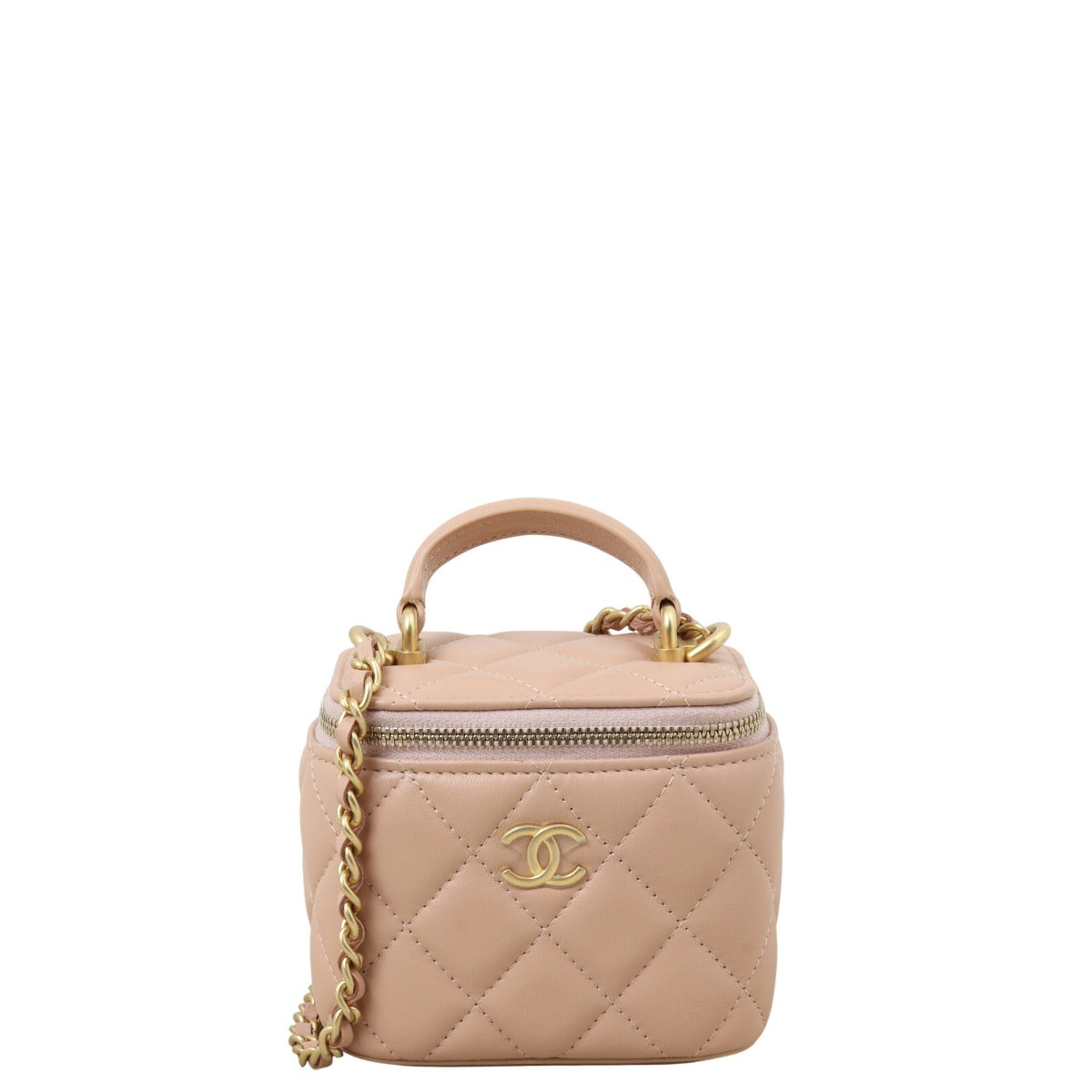 Chanel Top Handle Vanity Case Bag Quilted Mini Crossbody Bag